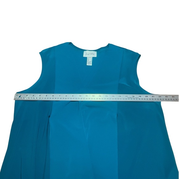 JOSEPH RIBKOFF Rainforest Sleeveless Vee Neck Popover Asymetrical Hem Sz 18 - Picture 7 of 11